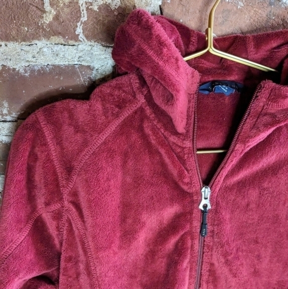 Lands' End Small Red Cozy Hooded Full Zip Sweater w/ Cinch Waist - Picture 2 of 10